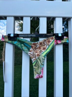 Phax Tropical Floral Thong Bikini Bottom in Green Multicolor